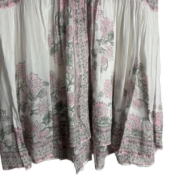 Juliet Dunn London White Floral Block Print Boho Cotton Shirt Mini Dress Size S - Picture 6 of 12